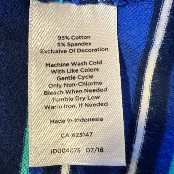 Talbots Long Sleeve Tee Women's XL Soft Cotton Stretch Multicolour Blue Stripes - Picture 7 of 8